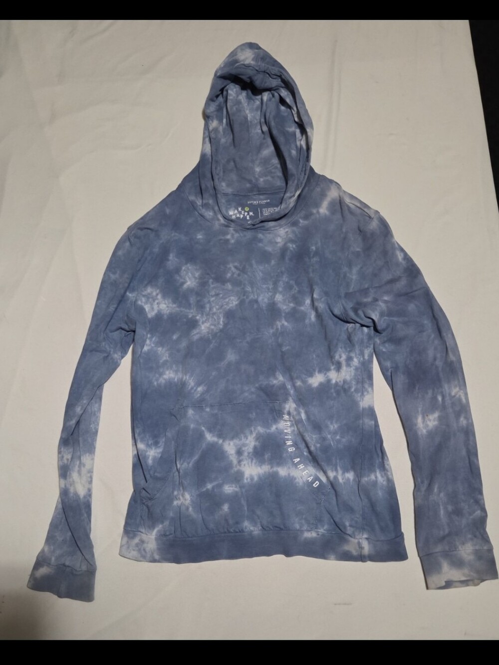 Denim & flower boys size 9-10 blue tie dye hoodie #28